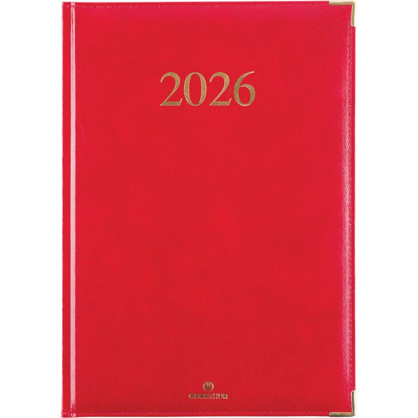 3664447206219-Agenda Kiev - 1 semaine sur 2 pages - 22 x 30 cm - rouge - Oberthur--0