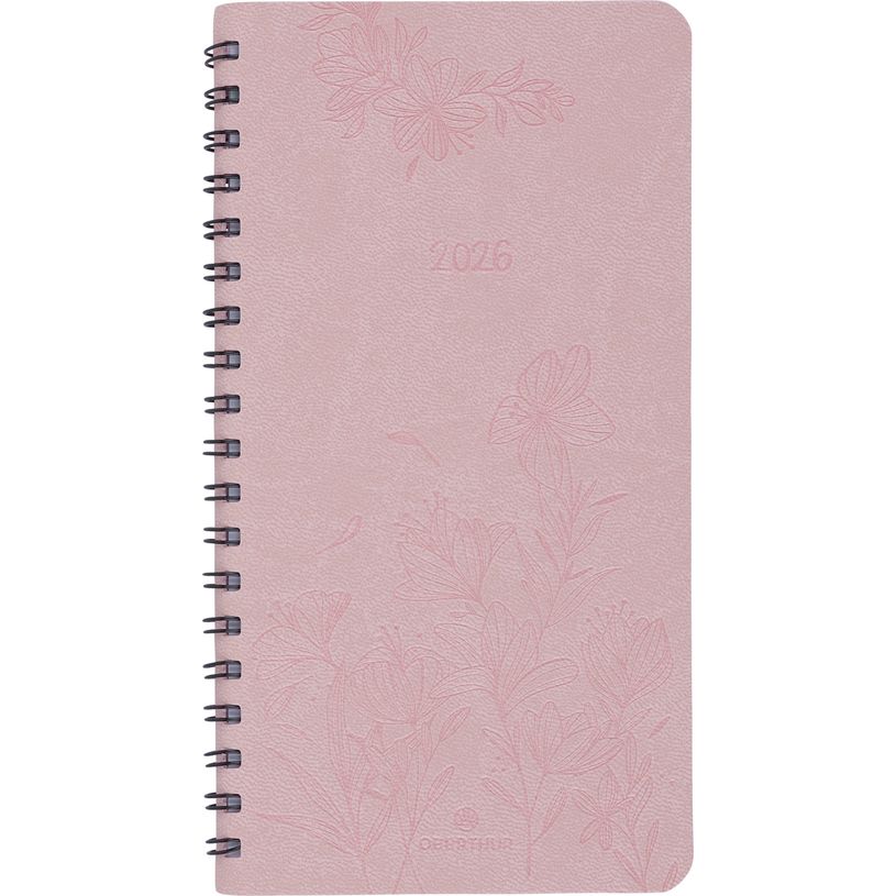 3664447205007-Agenda de poche spiralé Primrose - 1 semaine sur 2 pages - 9,5 x 17 cm - rose - Oberthur--0