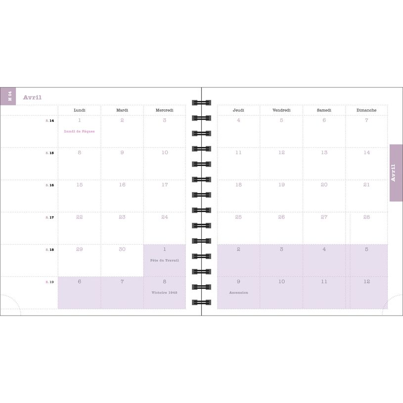 3660942085960-Agenda de bureau Sophie Adde Lady 18S spiralé - 1 semaine sur 2 pages - 15 x 17 cm - Viol-P_405186229_8-7