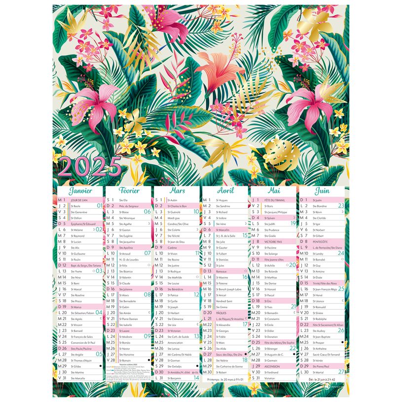 3664447193700-Calendrier Poster or - 6 mois par face - 21 x 26,5 cm - Oberthur-P_405186497_1-0