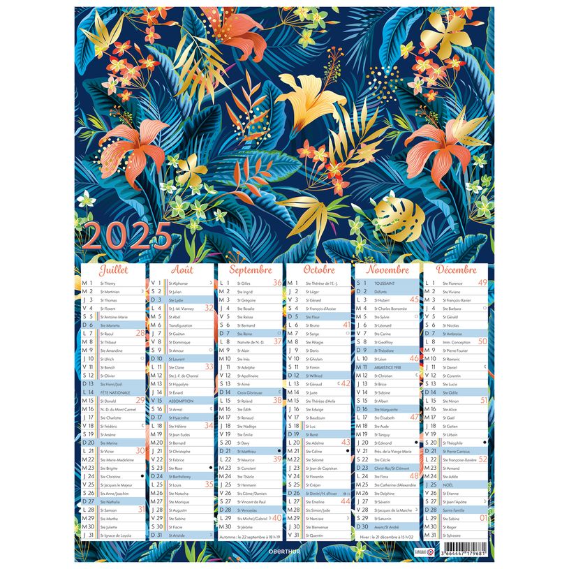 3664447193700-Calendrier Poster or - 6 mois par face - 21 x 26,5 cm - Oberthur-P_405186497_2-1