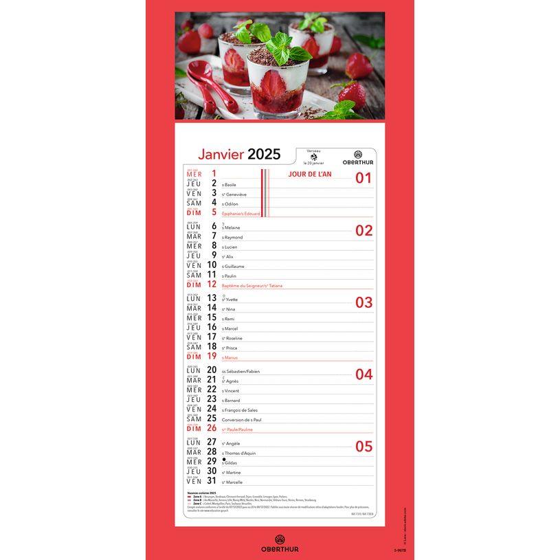 3664447209982-Calendrier mensuel en papier sur plaque illustrée - 16 x 33 cm - différents modèles dis-P_405186500_2-1