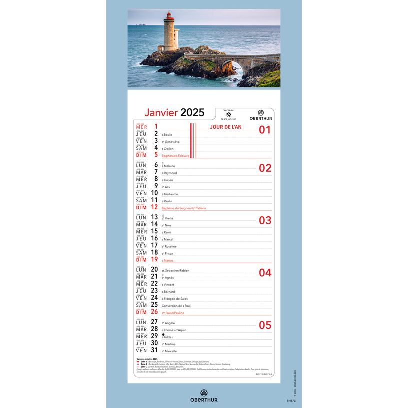 3664447209982-Calendrier mensuel en papier sur plaque illustrée - 16 x 33 cm - différents modèles dis-P_405186500_3-2