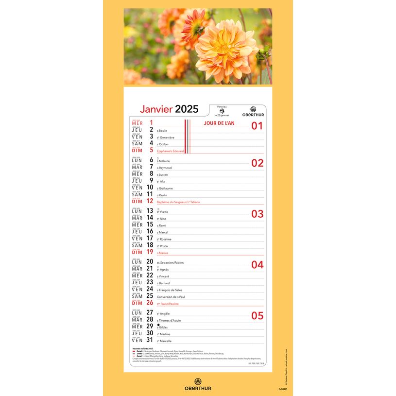 3664447209982-Calendrier mensuel en papier sur plaque illustrée - 16 x 33 cm - différents modèles dis-P_405186500_4-3