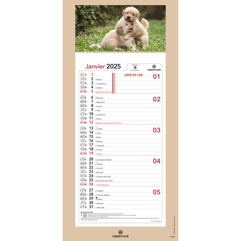 3664447209982-Calendrier mensuel en papier sur plaque illustrée - 16 x 33 cm - différents modèles dis-P_405186500_6-5
