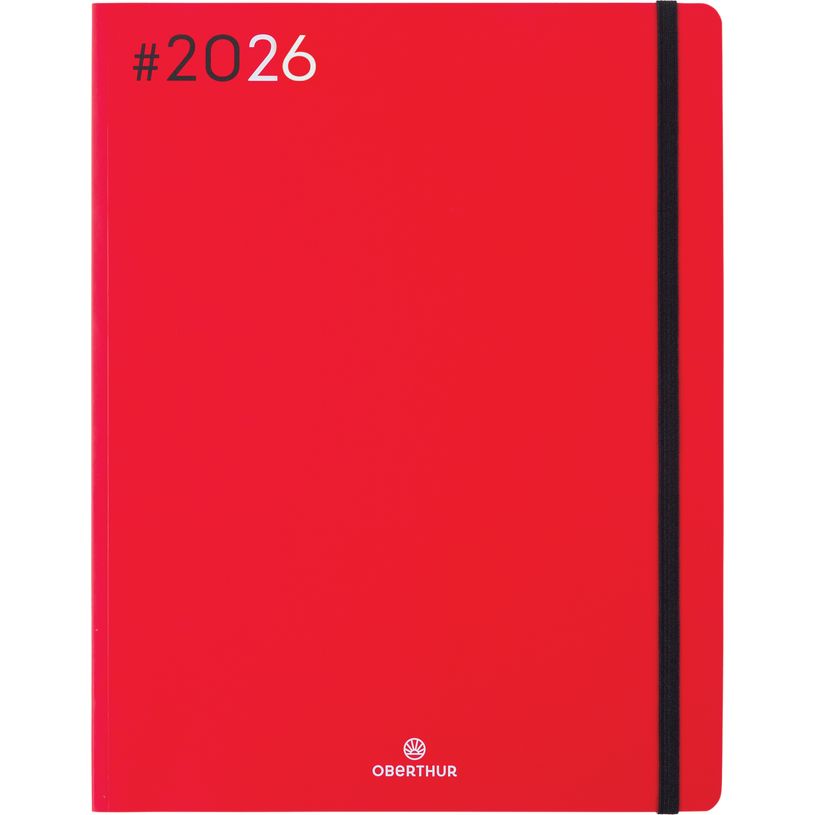 3664447205885-Agenda Flex - 1 semaine sur 2 pages - 22 x 28 cm - rouge - Oberthur--0