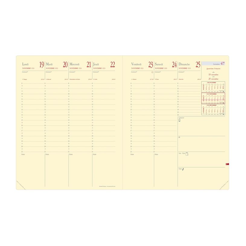 3371010515226-Quo Vadis - Agenda - 2025 - Président Prestige - Semainier Planning - Français - Soho - Marron - 13 mois de décembre à décembre - 21x27 cm - Papier Clairefontaine i-P_405187260_2-1