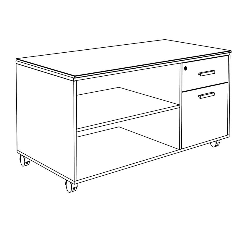 3253310544192-Console mobile KHEOPS - L120XP60XH66 cm - 2 tiroirs dont 1 DS - structure carbone - finiti-P_405223994_2-1