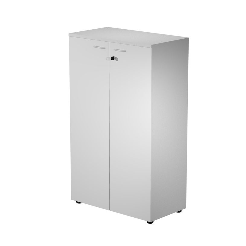 0404052257847-Bibliothèque mi-haute Trend - L80xP44xH120 cm - 2 portes en mélaminé avec serrure - gri-P_405225784_1-0
