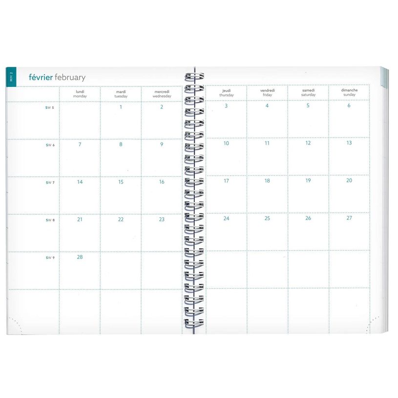 3660942087155-Agenda de bureau spiralé 16 mois  Paloma - 1 semaine sur 1 page - 15 x 21 cm - fleur - Ex-P_405228048_3-2