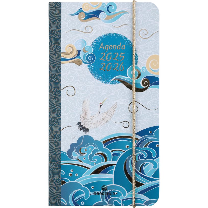 3664447200279-Agenda de poche à élastique Sakura - 1 semaine sur 2 pages - 9,5 x 17,5 cm - vagues - Ob-P_405228484_1-0