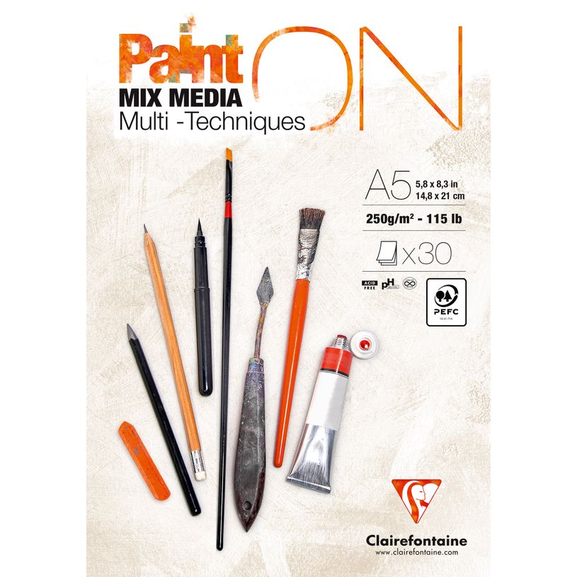3329689759717-Clairefontaine - PaintON - bloc encollé - A5 - 30 feuilles - 250g-P_405230683_1-0