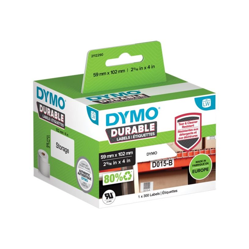 3026981122903-DYMO LabelWriter DURABLE - Polypropylène (PP) - adhésif permanent - blanc - 59 x 102 mm 300 étiquette(s) (1-P_405234720_1-0
