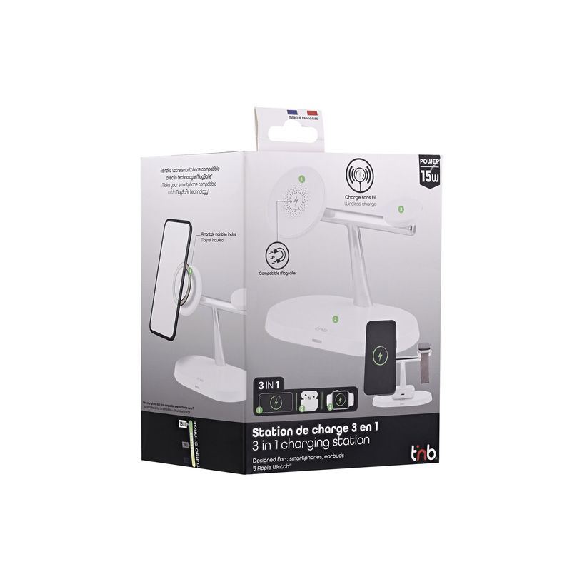 3303170115978-T'nB - Support de chargement sans fil - 3 en 1 - 15 Watt - blanc-P_405236068_4-3