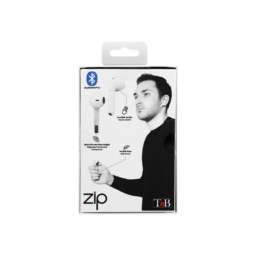 3303170117934-T'nB ZIP - Écouteurs sans fil avec micro - intra-auriculaire - Bluetooth - blanc-P_405236092_1-4