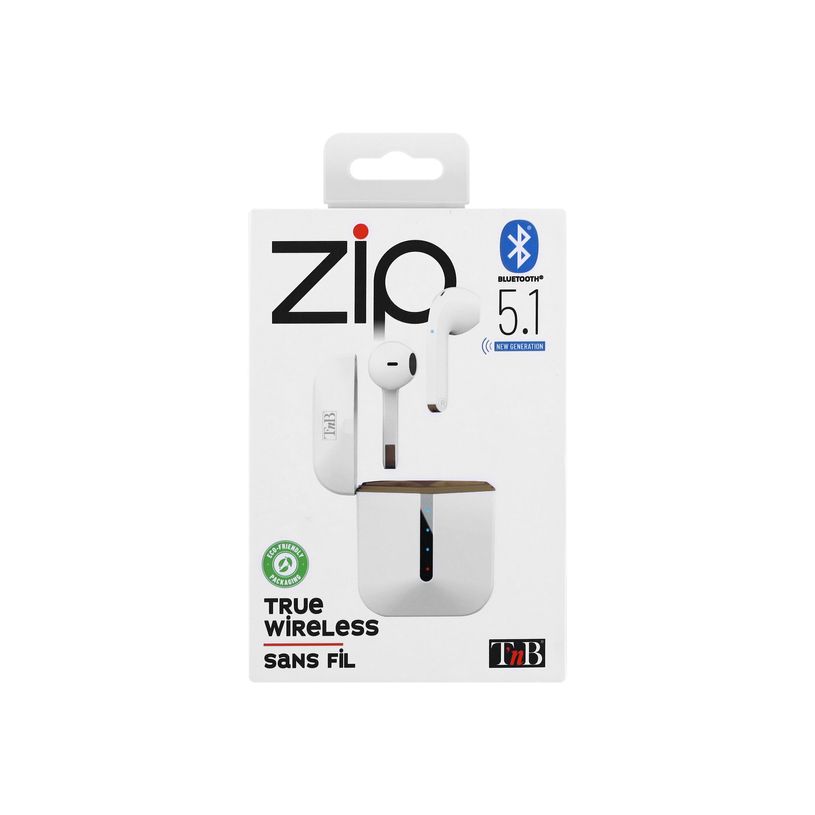3303170116777-T'nB ZIP - Écouteurs sans fil avec micro - embout auriculaire - Bluetooth - blanc-P_405236094_2-3
