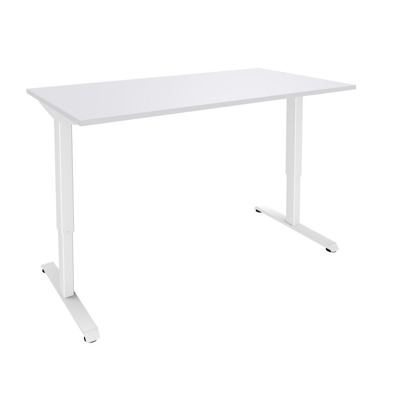 3253310160224-Bureau LEVEL - Bureau éléctrique - L120 - pied blanc - plateau Blanc perle-P_405239211_1-0