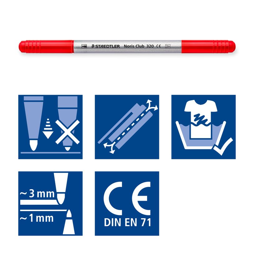 4007817164433-STAEDTLER Noris® 320 - Etui carton 12 feutres coloriage double pointe 1 mm, 3 mm assortis-P_405242520_2-1