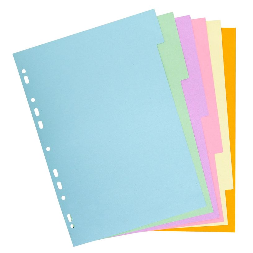 3130639716564-Intercalaire 6 positions format - A4 - carte recyclée - pastel-P_405242686_1-0