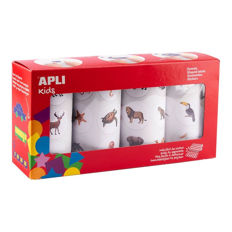 8410782200543-APLI kids - Rouleau adhésif - 360 pièces - oiseaux, animaux marins, terrestrial animals, exotic animals - 30 fe-P_405243350_6-0