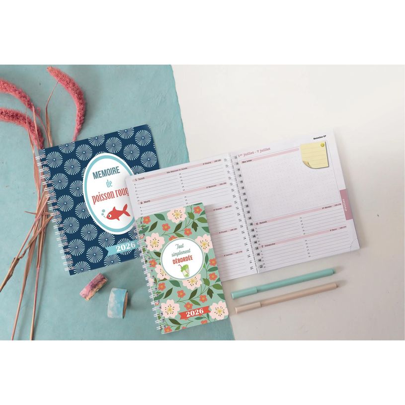 3660942089029-Agenda de poche Dodo & Cath Lady 16S spiralé - 1 semaine sur 2 pages - 9 x 16 cm - Poisson rouge - Exa--2