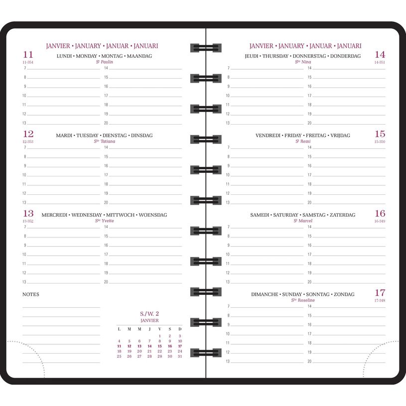 3660942088251-Agenda de poche Chemin des Marettes Eurotime 16S spiralé  - 1 semaine sur 2 pages - 9 x 16 cm - Rose ---1