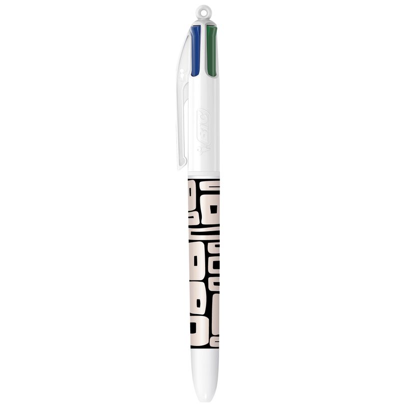 3086124107372-BIC 4 Couleurs Décors Square Stylo-Bille Rétractable et Rechargeable Pointe Moyenne (1,0-P_405244322_1-0