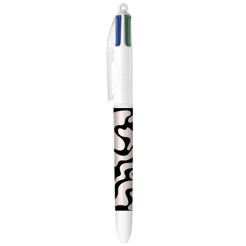 3086124107358-BIC 4 Couleurs Décors Waves Stylo-Bille Rétractable et Rechargeable Pointe Moyenne (1,0 -P_405244323_1-0