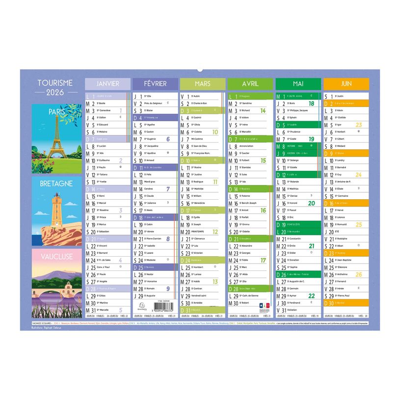 3660942086332-Exacompta Tourism - Agenda illustré - fixation murale - 2025 - visualisation de 6 mois - -P_405244379_2-2