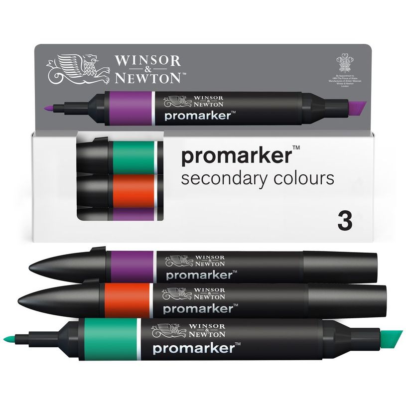 884955097267-WINSOR & NEWTON - ProMarker couleurs secondaires - marqueur double pointe - vert orange pourpre - encre à base de colo-P_405244939_1-0