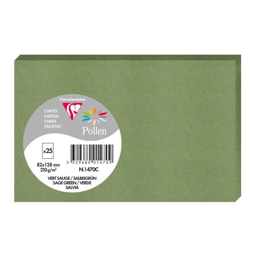 3329680014709-Clairefontaine Pollen - Papier - 82 x 128 mm - 25 feuilles - salvia - 210 g/m²-P_405245133_1-0