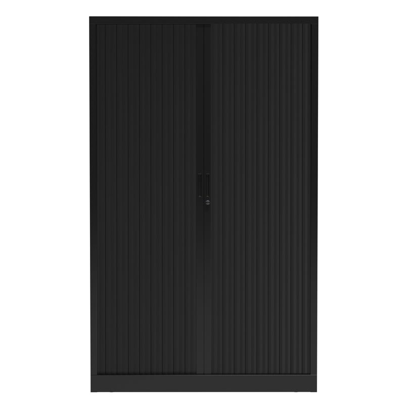 3700339995851-Armoire haute à rideaux - L120 x H198 x P43 cm - corps noir/rideau noir-P_405247669_1-0