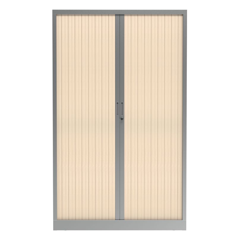 3700339995929-Armoire haute à rideaux - L120 x H198 x P43 cm - corps alu/rideau érable-P_405247672_2-1