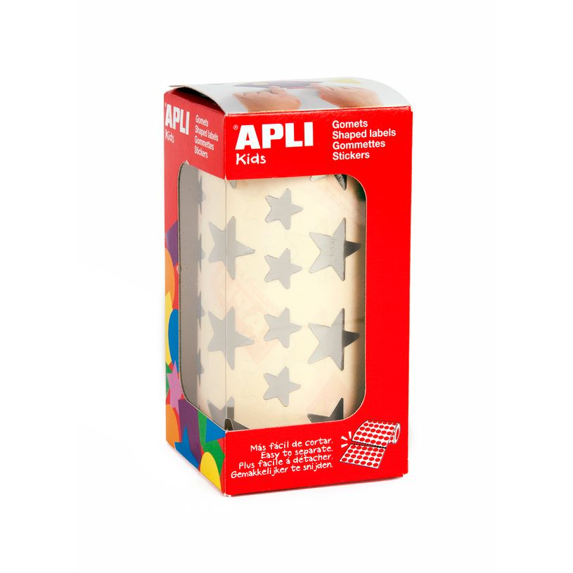 8410782111177-APLI kids - Adhésif décoratif - 2360 pièces - étoile - 12.5 / 19.5 mm - 59 feuilles - argent métallique - p--0