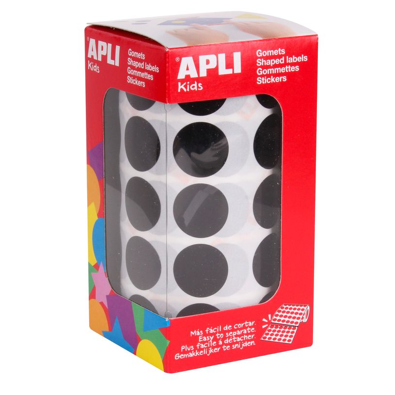 8410782114925-APLI kids - Adhésif décoratif - cercle - 2 cm de diamètre - noir--0