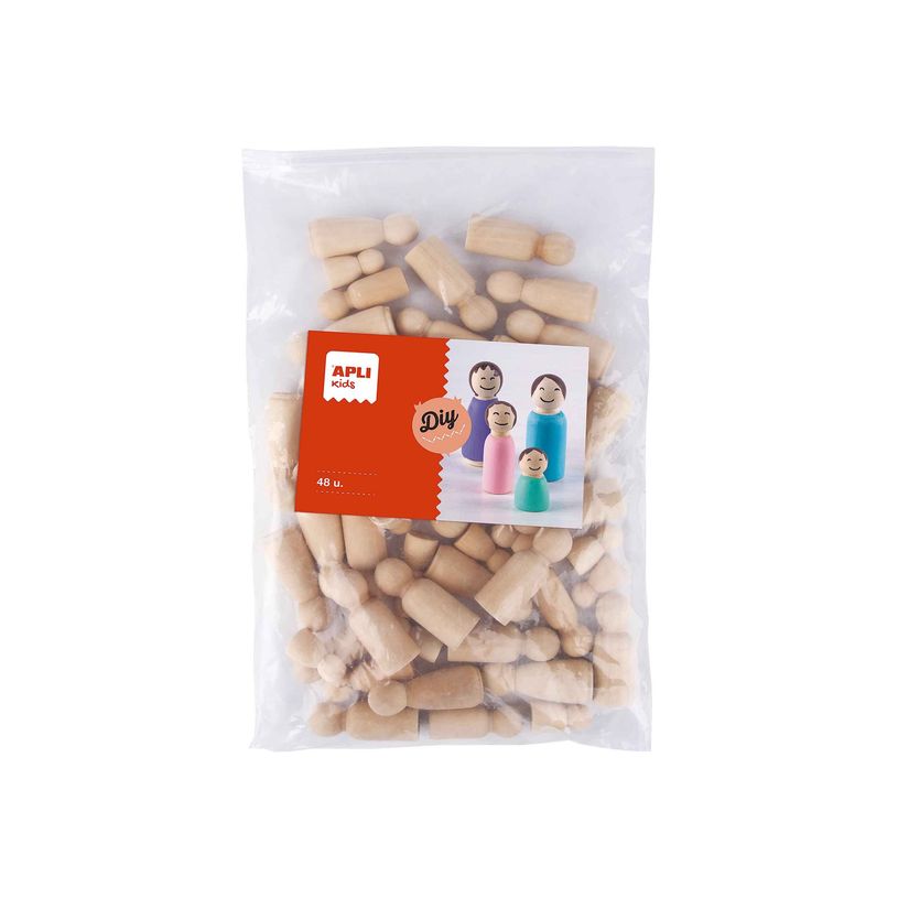 8410782195856-APLI kids Diy - Ensemble de poupées inachevé - 48 pièces - Maxi - 2.5 / 5 cm - bois nat-P_405250437_4-1
