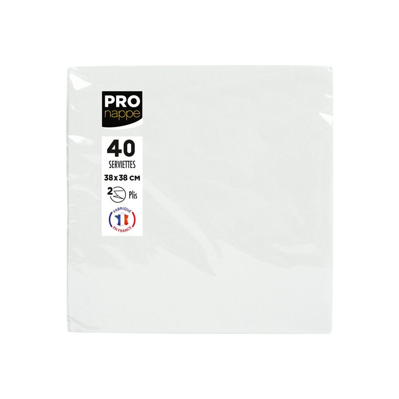 3281516238010-Pronappe - Serviette - Taille 38 x 38 cm - jetable - blanc (pack de 40)-P_405252154_1-0
