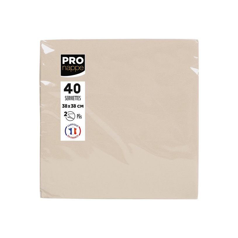 3281516238027-Pronappe - Serviette - Taille 38 x 38 cm - jetable - ivoire (pack de 40)-P_405252155_1-0