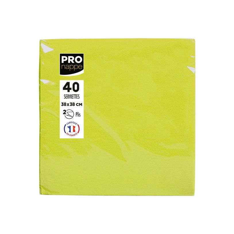 3281516238317-Pronappe - Serviette - Taille 38 x 38 cm - jetable - vert kiwi (pack de 40)-P_405252159_1-0
