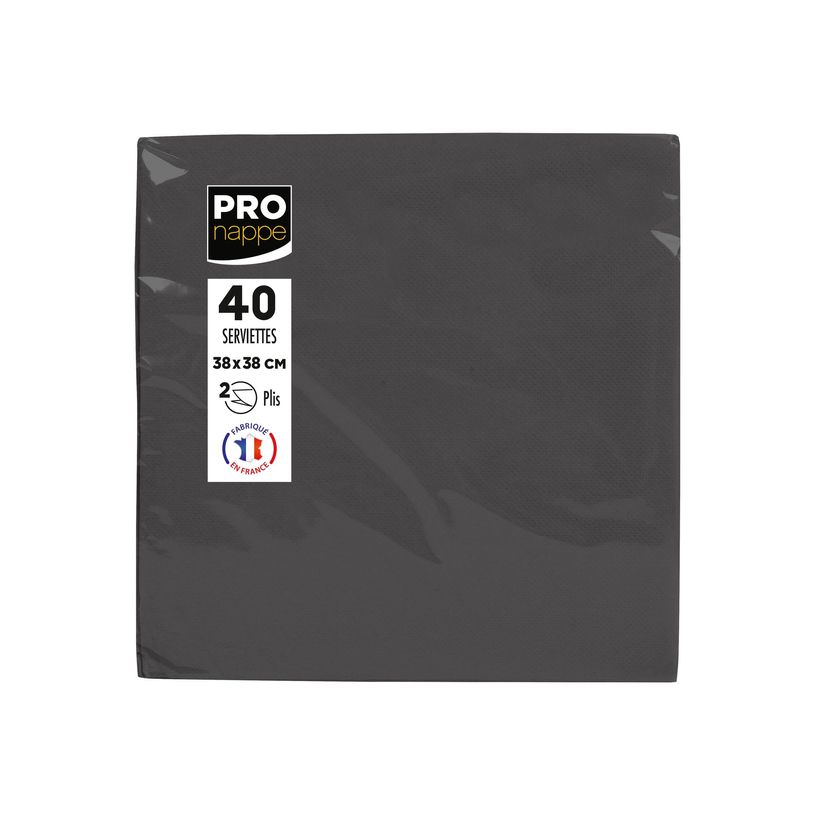 3281516238218-Pronappe - Serviette - Taille 38 x 38 cm - jetable - noir (pack de 40)-P_405252161_1-0
