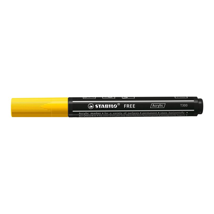 4006381575959-STABILO Free T300 - Marqueur - permanent - jaune - opaque - acrylique - 2-3 mm-P_405253833_1-0