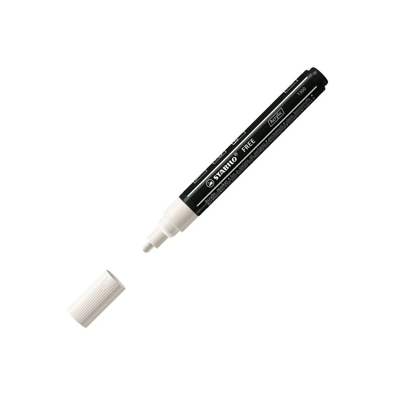 4006381575935-STABILO Free T300 - Marqueur - permanent - blanc - opaque - acrylique - 2-3 mm-P_405253839_1-2
