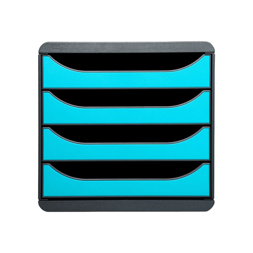 9002493420021-Exacompta BigBox - Module de classement 4 tiroirs - gris/bleu turquoise-P_79144680_1-0