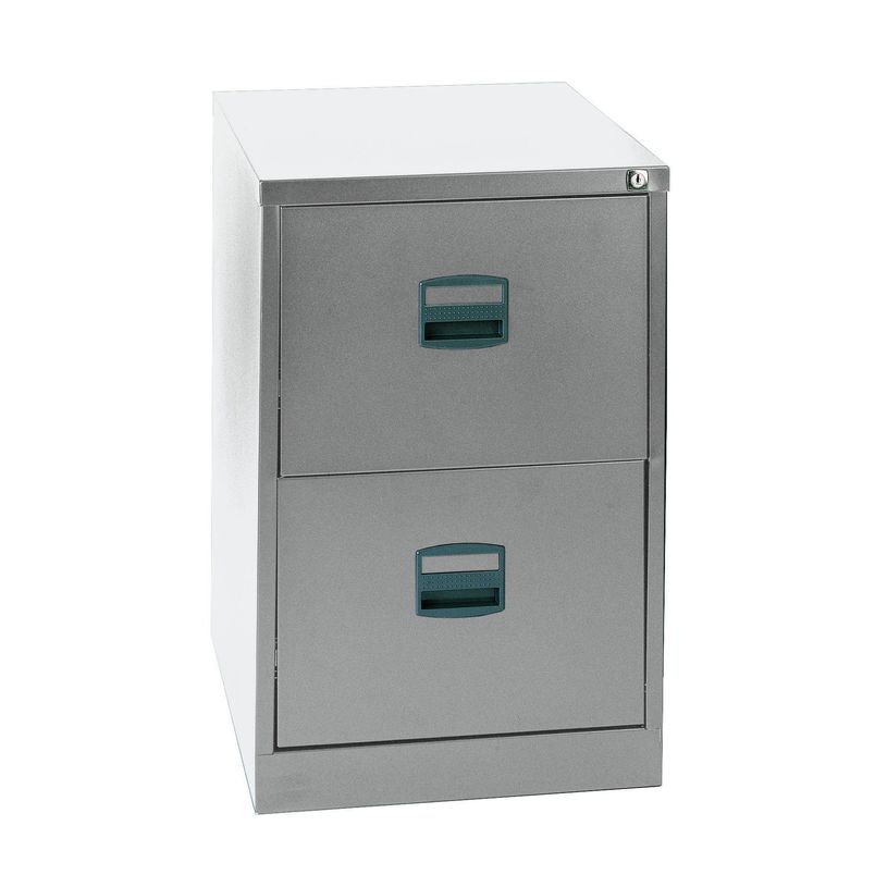 0000791450671-Classeur métallique monobloc professionnels - 2 tiroirs - H71 x L41 x P62 cm - gris clair-P_79145067_1-0