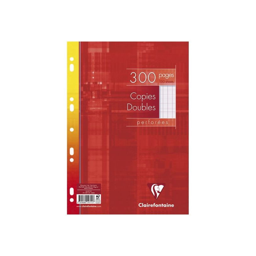 3329680147117-Clairefontaine - copies doubles - 300 pages - A4 - grands carreaux (Seyes) - perforées-P_79145238_2-1