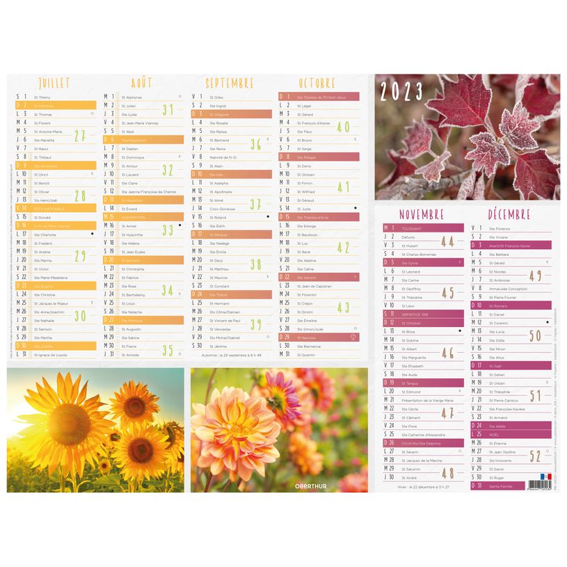 3664447125534-Oberthur Fleurs - Calendrier 6 mois par face - 33,5 x 43 cm-P_79148027_2-1