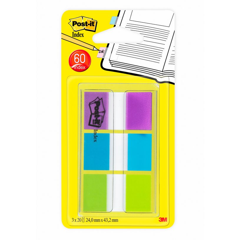 051135809976-Post-it - Marque-pages (Index) souples - couleurs assorties - Lot 3 x 20 feuilles-P_79149267_1-0
