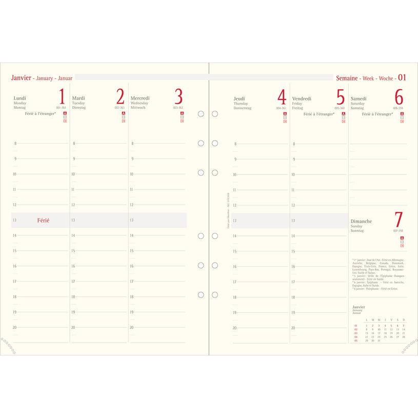 3664447126333-Oberthur 21 - Recharge internationale pour organiseur - 1 semaine sur 2 pages à la vertica-P_79352272_1-0