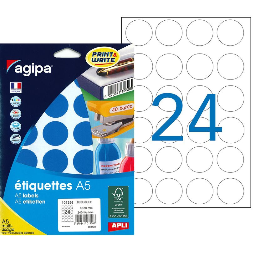 3270241013566-Apli Agipa - Etui A5 - 240 Pastilles adhésives - bleu multi-usages - diamètre 30 mm - ré-P_79354323_1-0