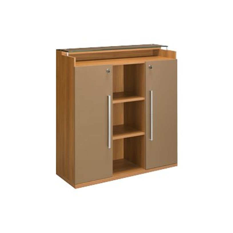 3483600165572-Rangement mi-hauteur SLIVER - L120 x H125 x P45 - 2 portes battantes - Chêne fil et blanc-P_79356216_1-0